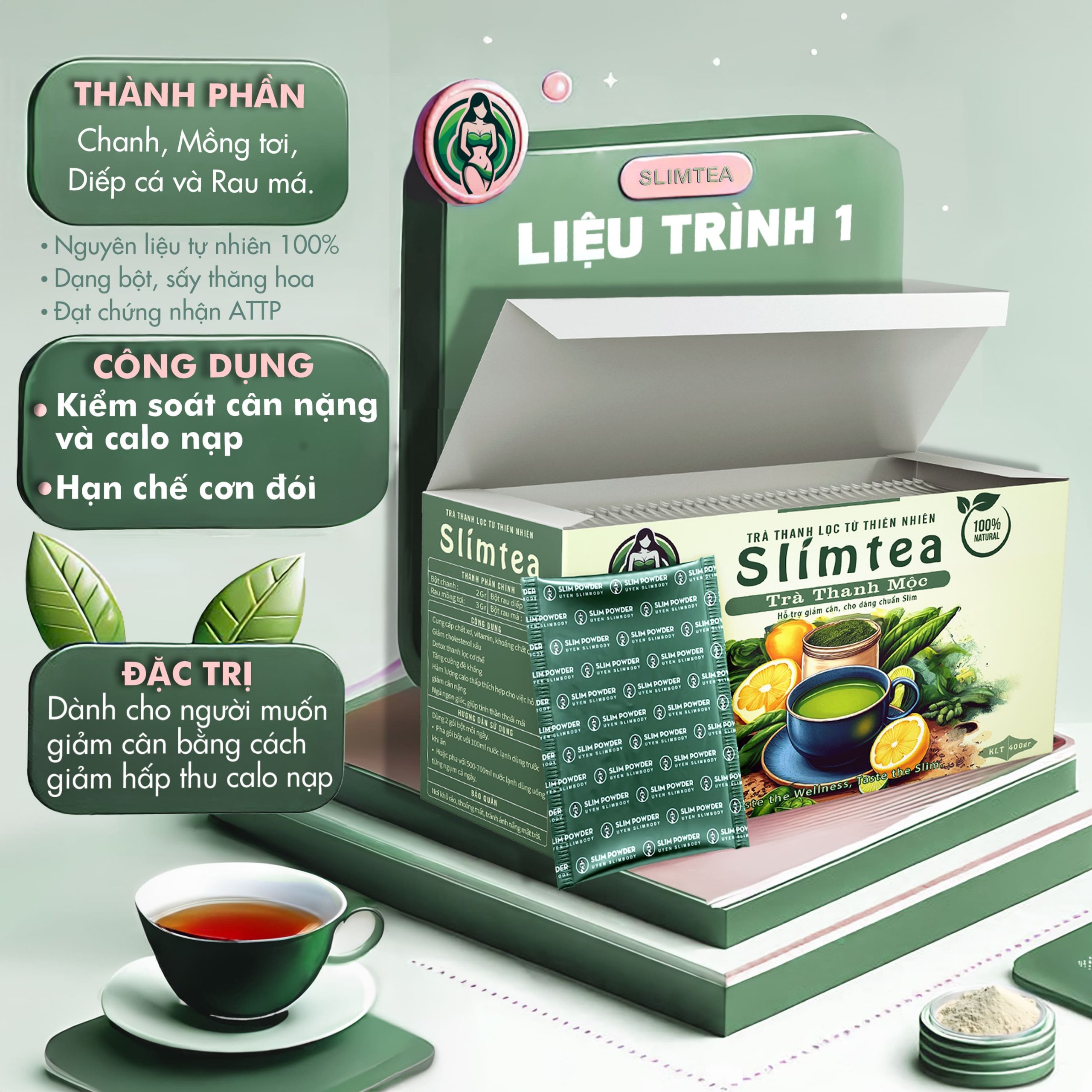 trà Thanh Mộc Slimtea 1 - liệu trình giảm cân an toàn cho tạng người Endomorph